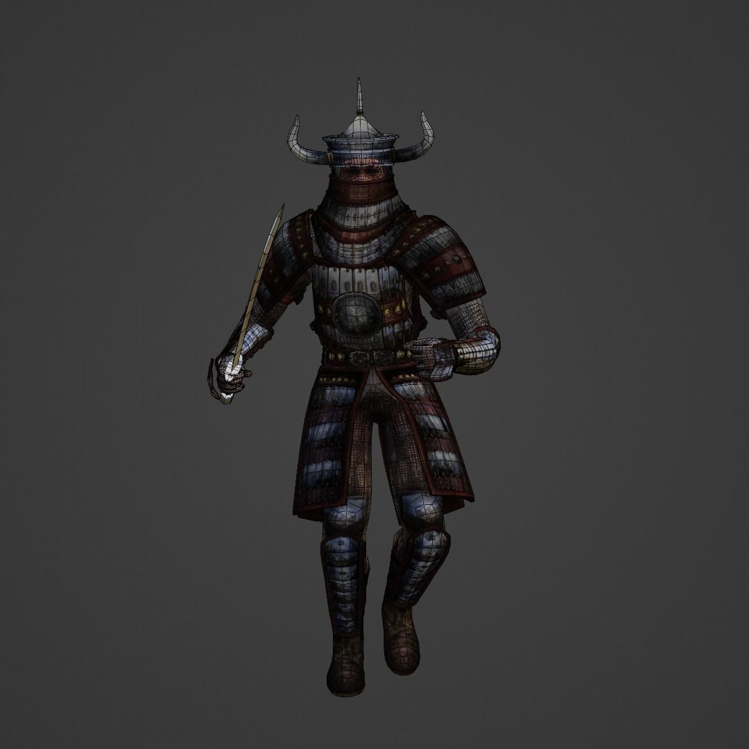 Tayshik in Armor with Saber Character Animated Low-poly 3D model_5