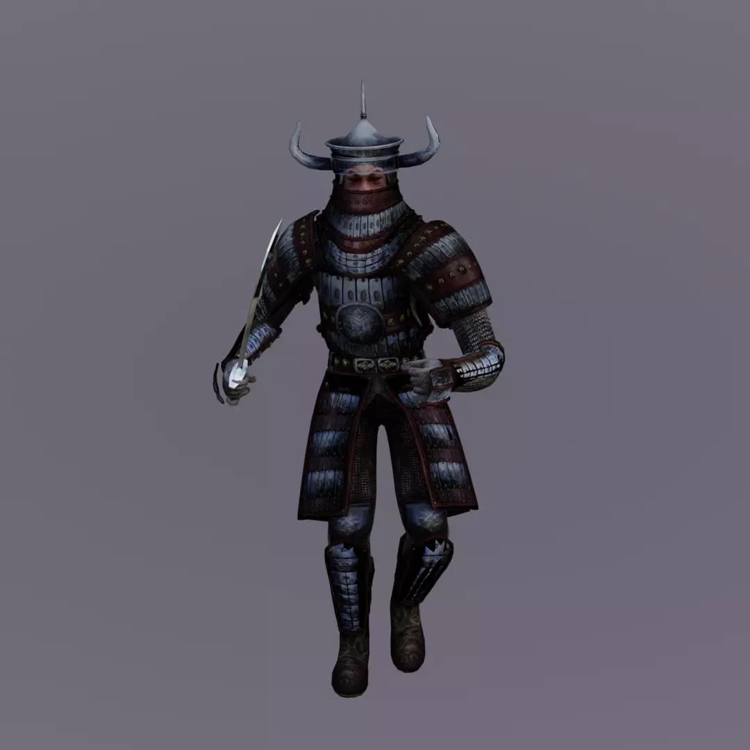 Tayshik in Armor with Saber Character Animated Low-poly 3D model_0