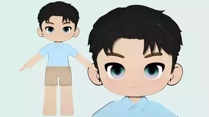 San Xuan Er Cartoon Boy  Child  Youth IP C4d 3D model