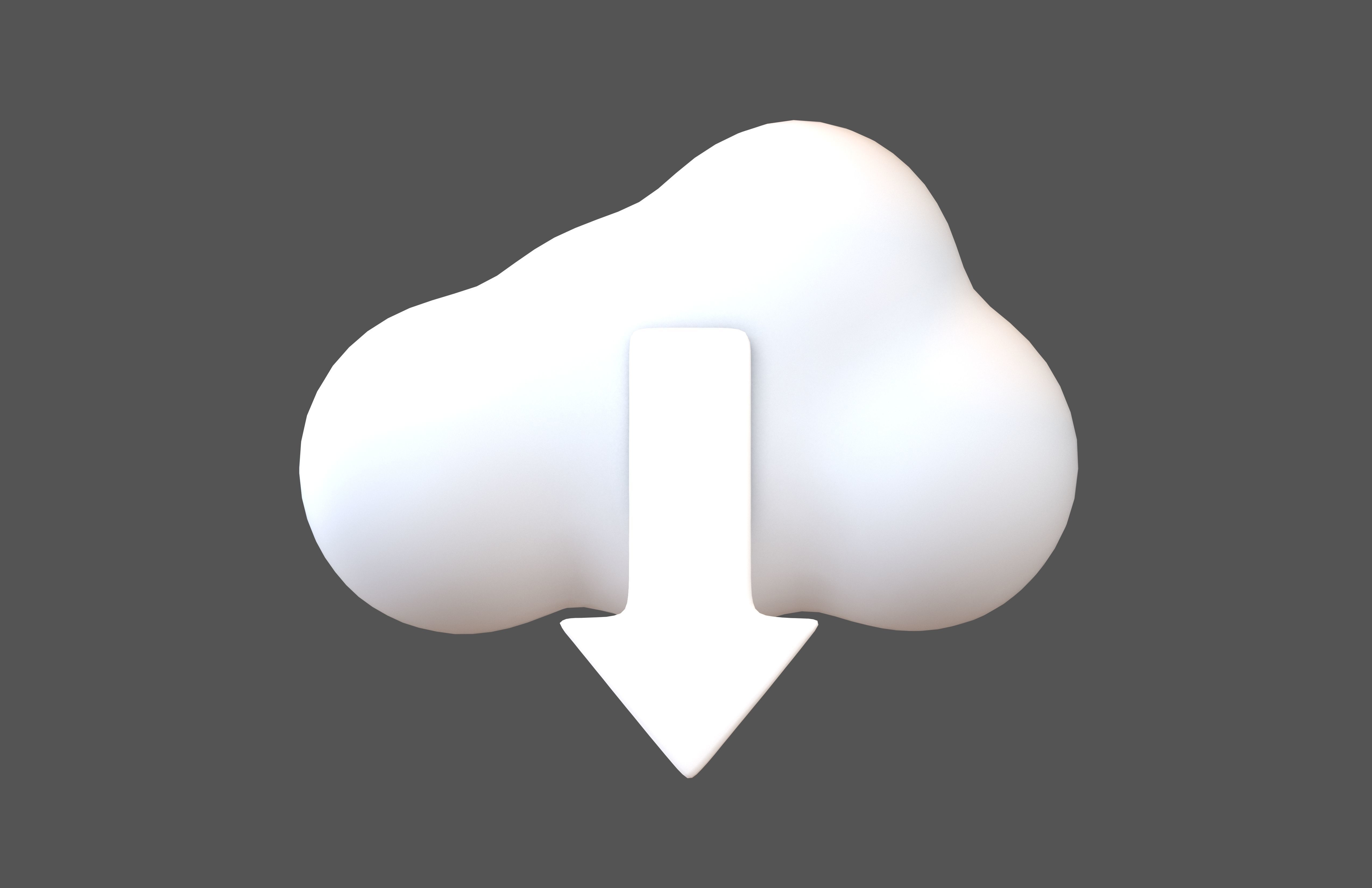 Cloud Download Icon v1 006 Low-poly 3D model_3