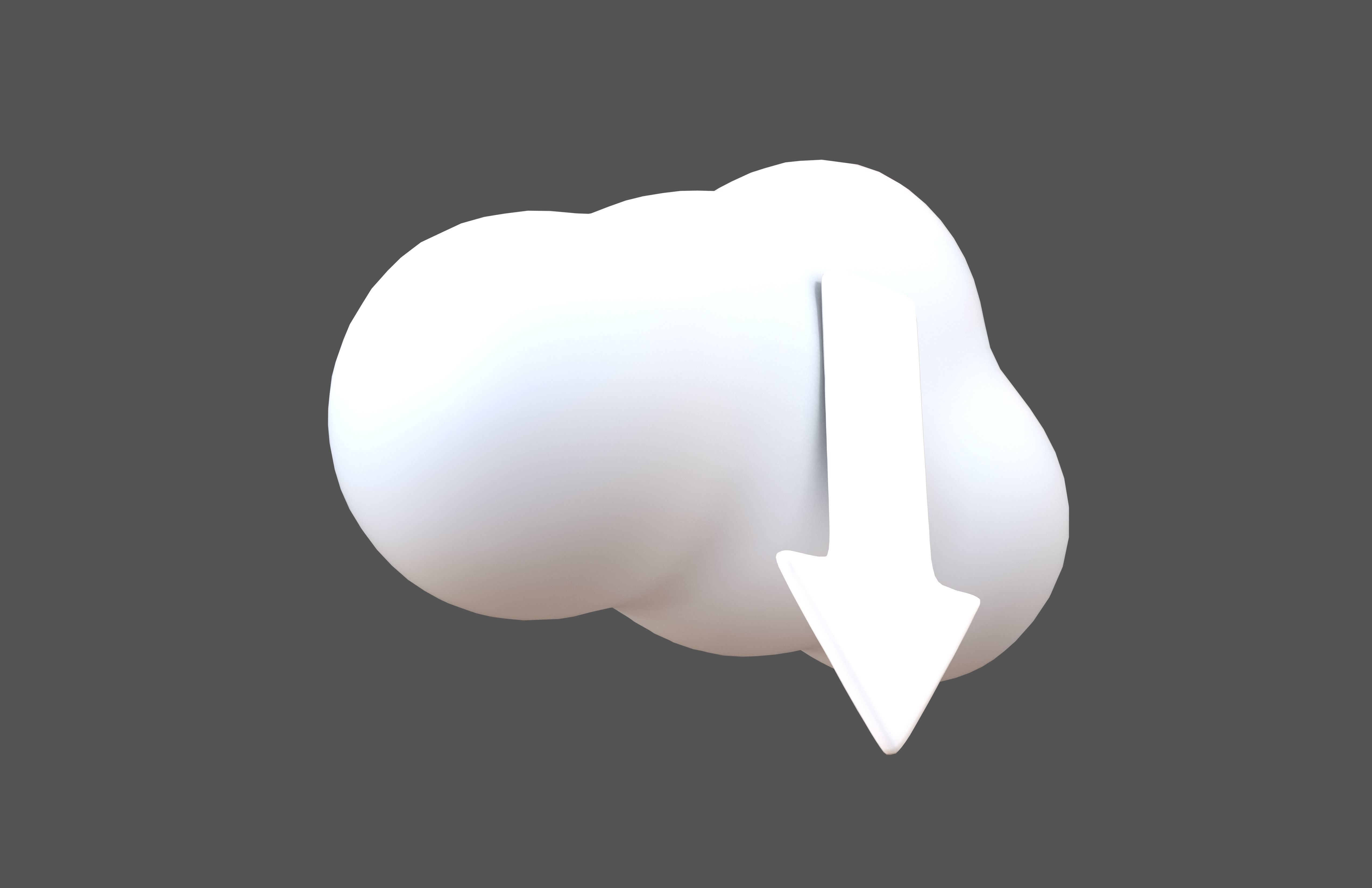 Cloud Download Icon v1 006 Low-poly 3D model_2