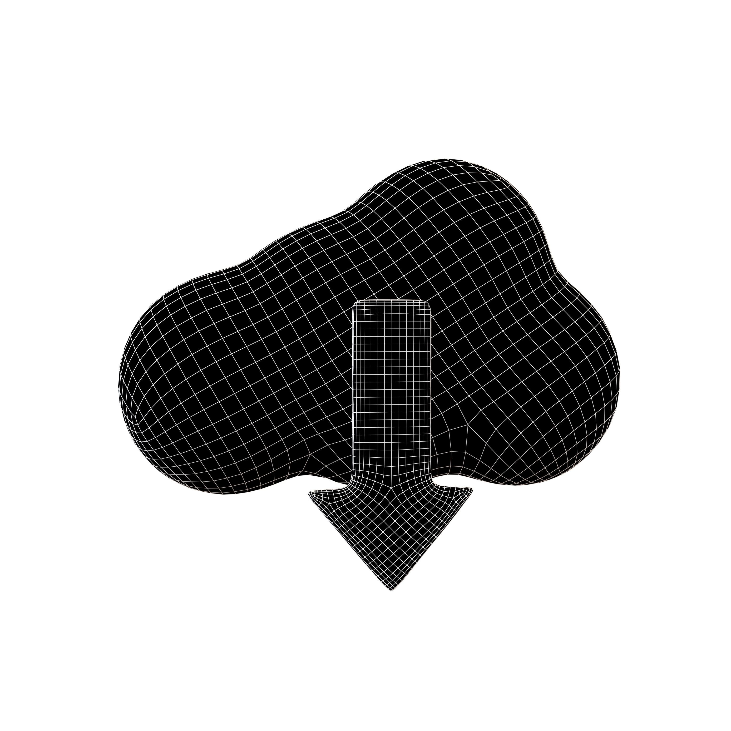 Cloud Download Icon v1 006 Low-poly 3D model_4