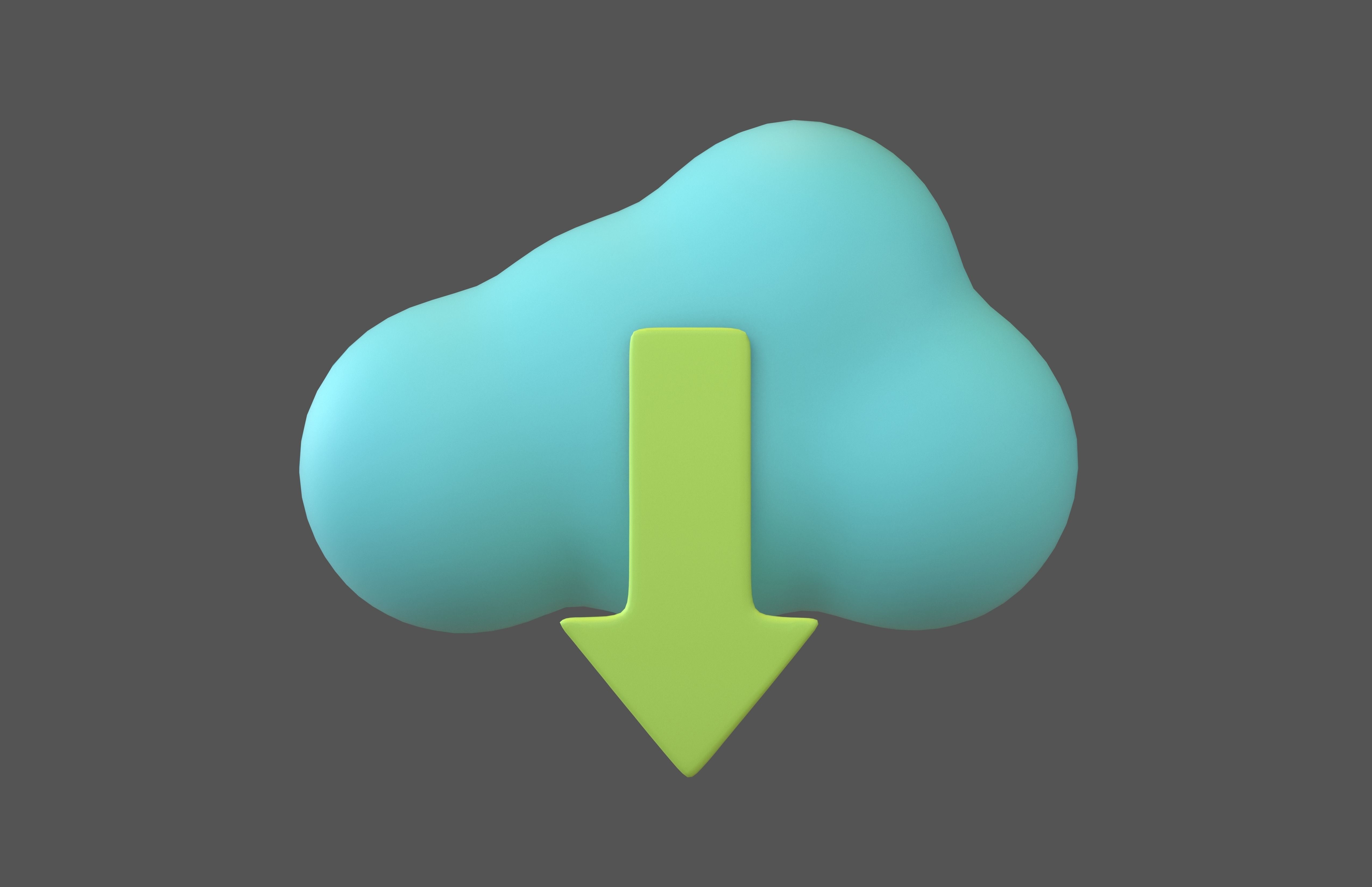 Cloud Download Icon v1 008 Low-poly 3D model_2