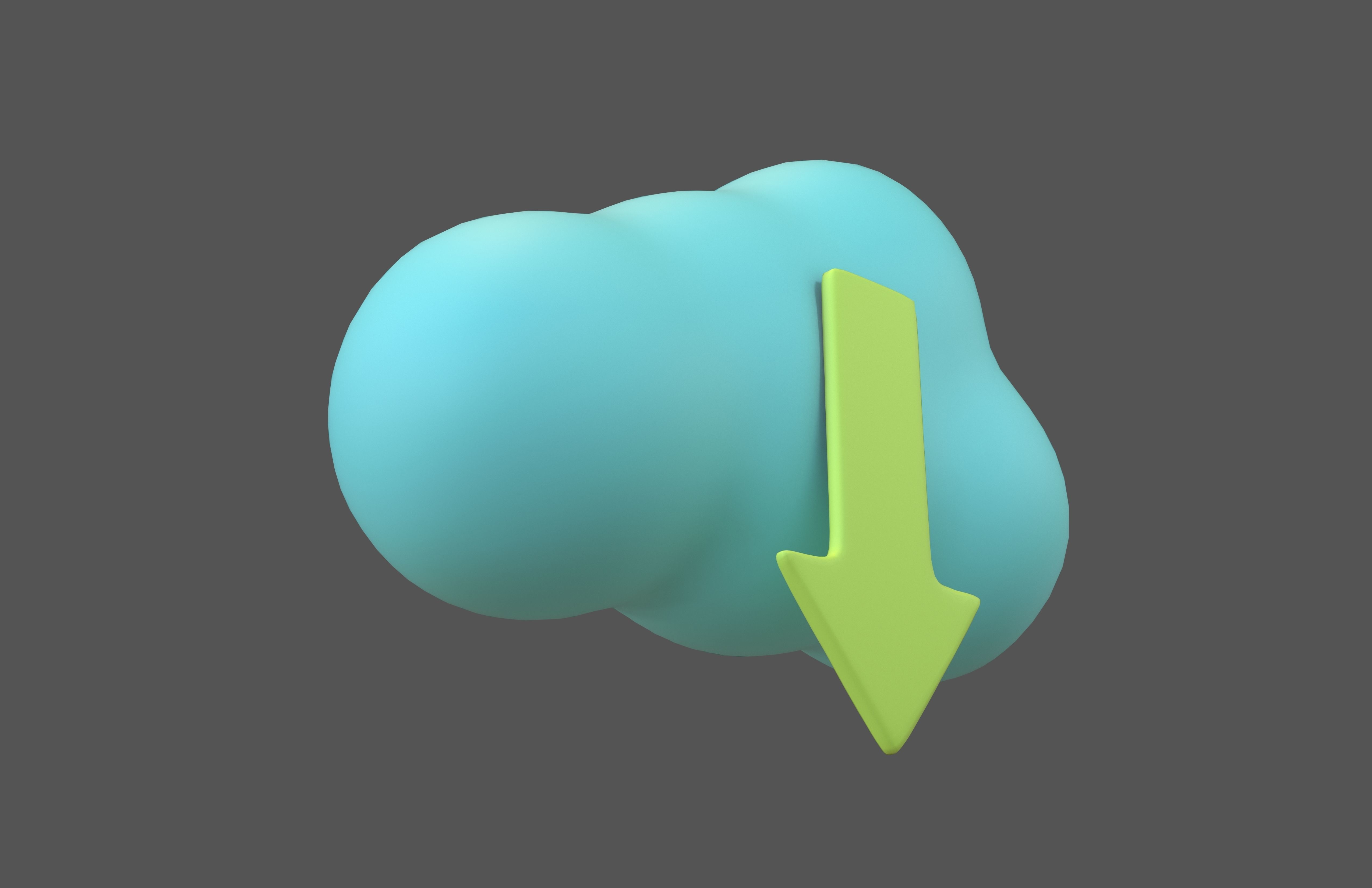 Cloud Download Icon v1 008 Low-poly 3D model_3