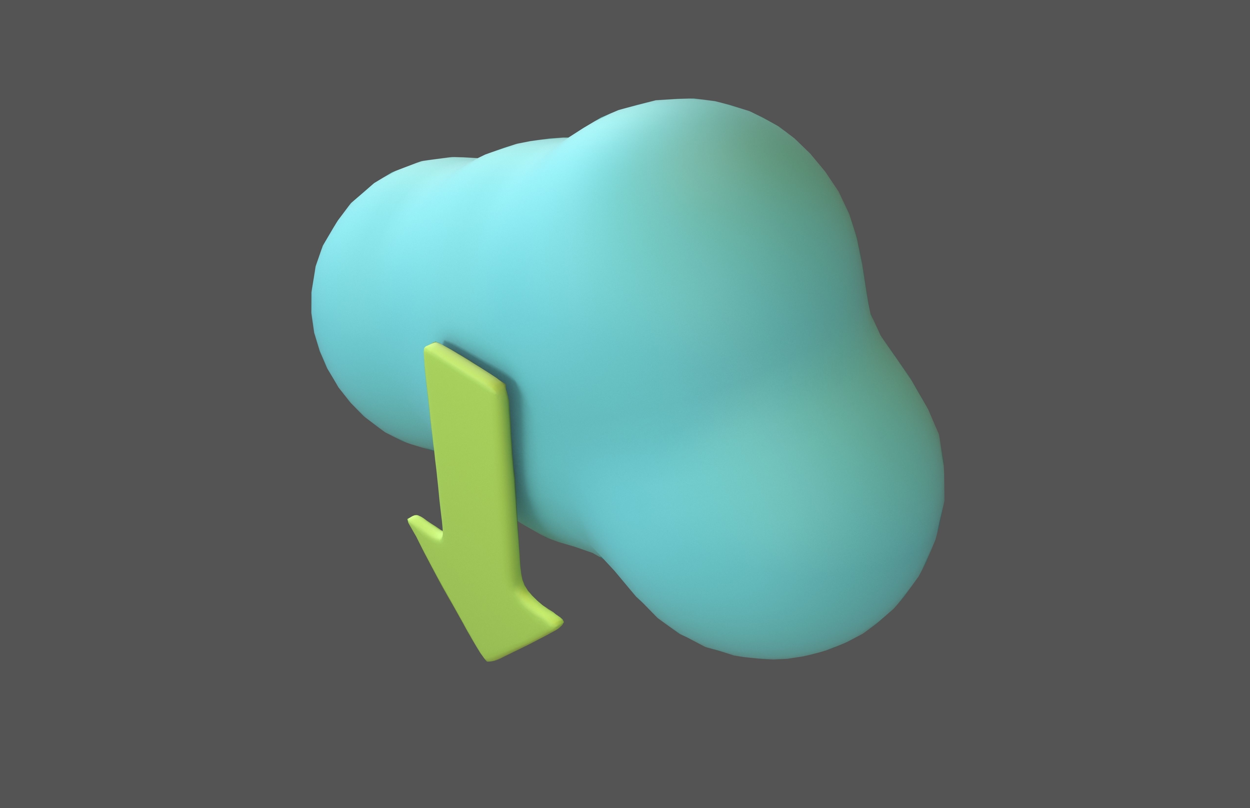 Cloud Download Icon v1 008 Low-poly 3D model_1