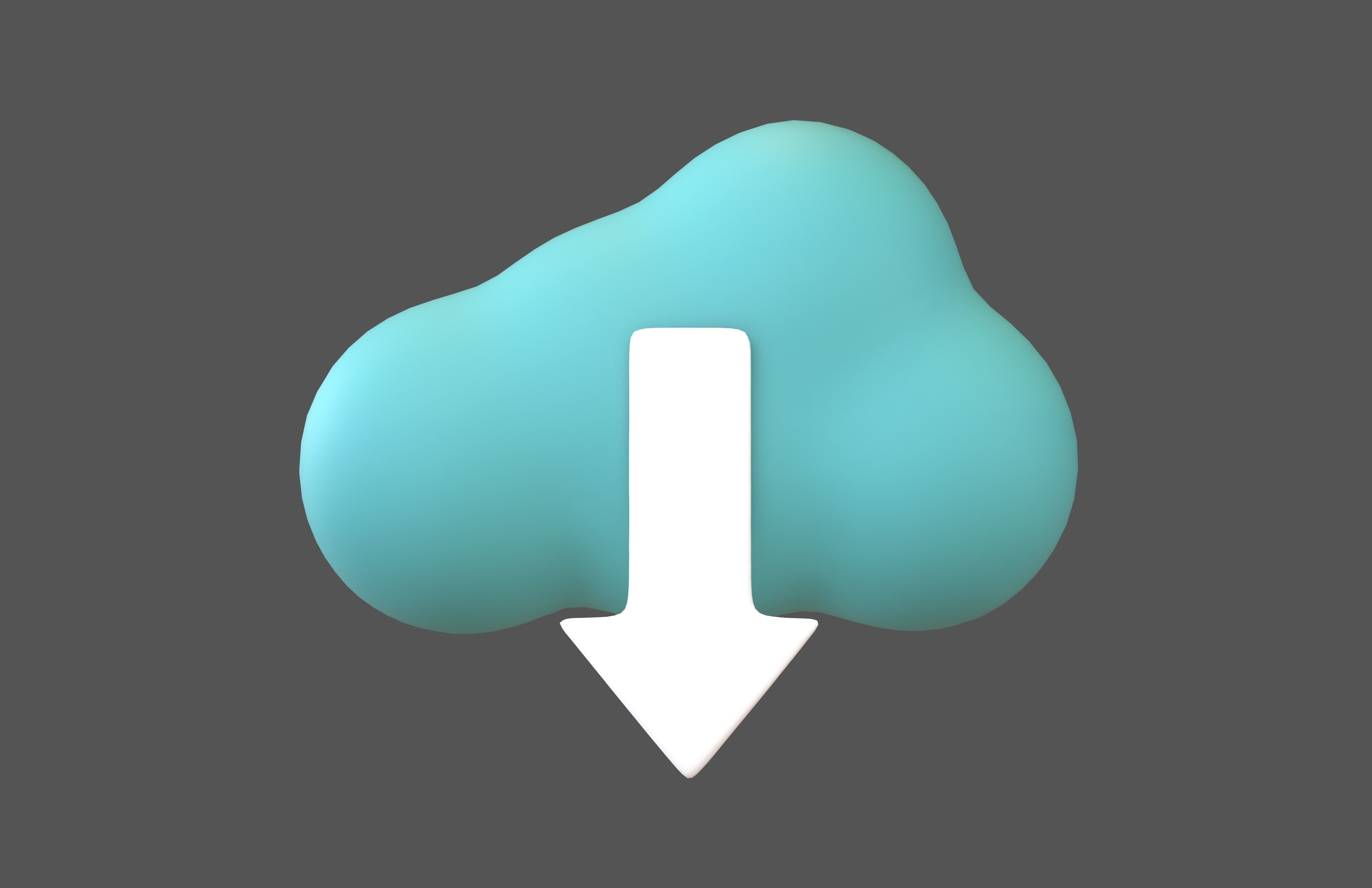 Cloud Download Icon v1 009 Low-poly 3D model_1