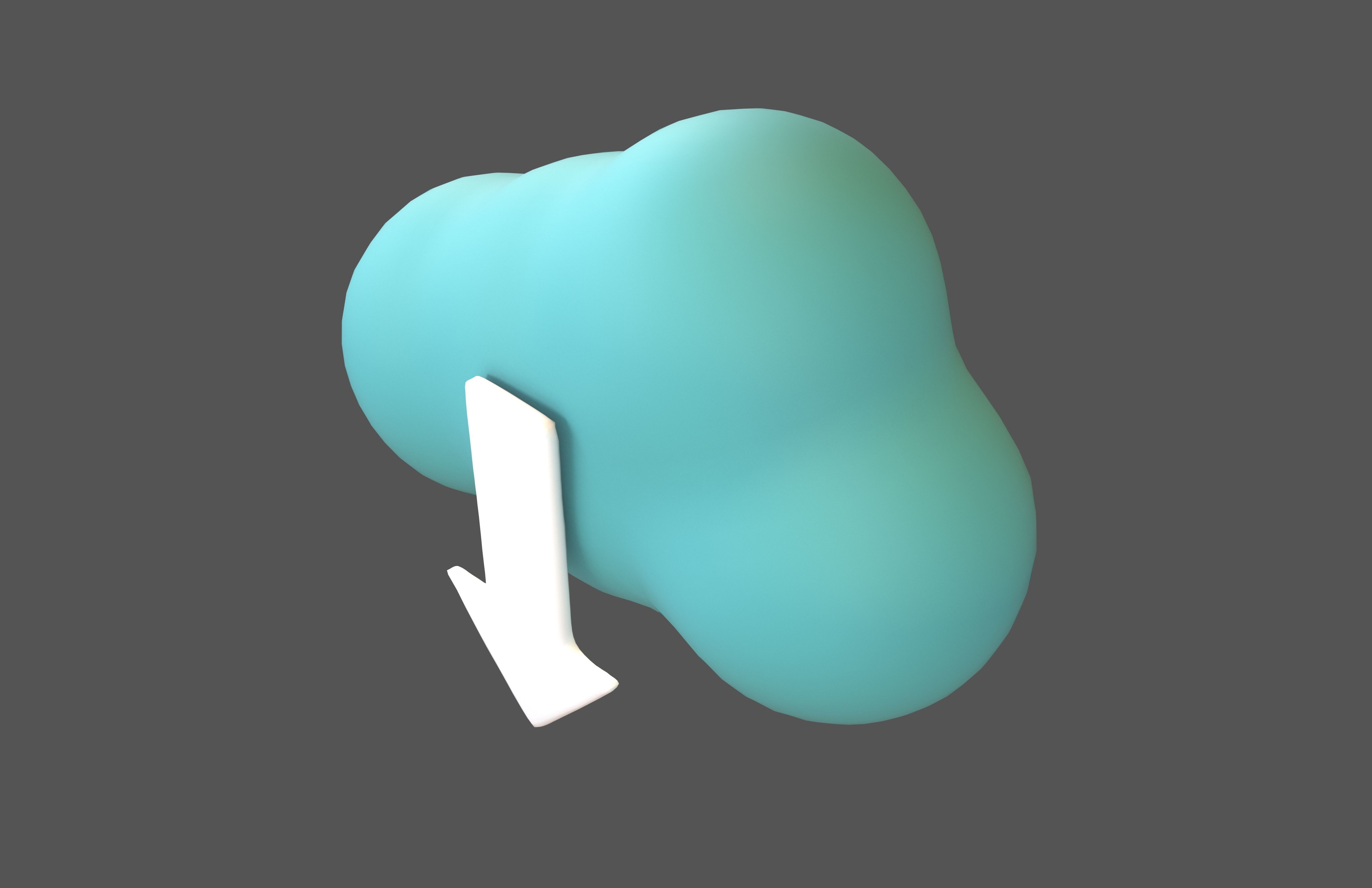 Cloud Download Icon v1 009 Low-poly 3D model_2