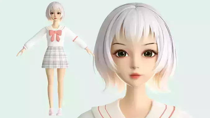 Cartoon JK Girl Girl Student IP C4d