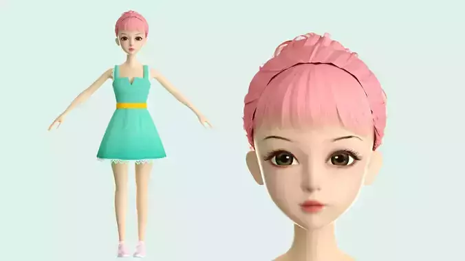 Cartoon girl  little girl  beautiful woman