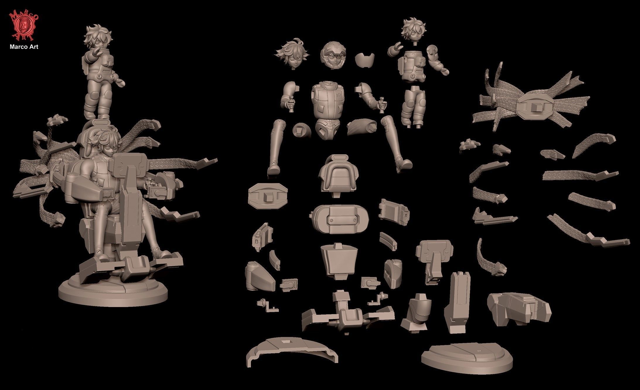 Gundam witch pilot seat 3D file 3D print model_6