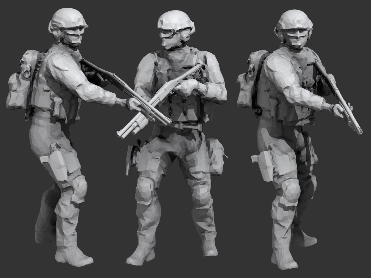 Lowpoly Swat  Low-poly 3D model_5
