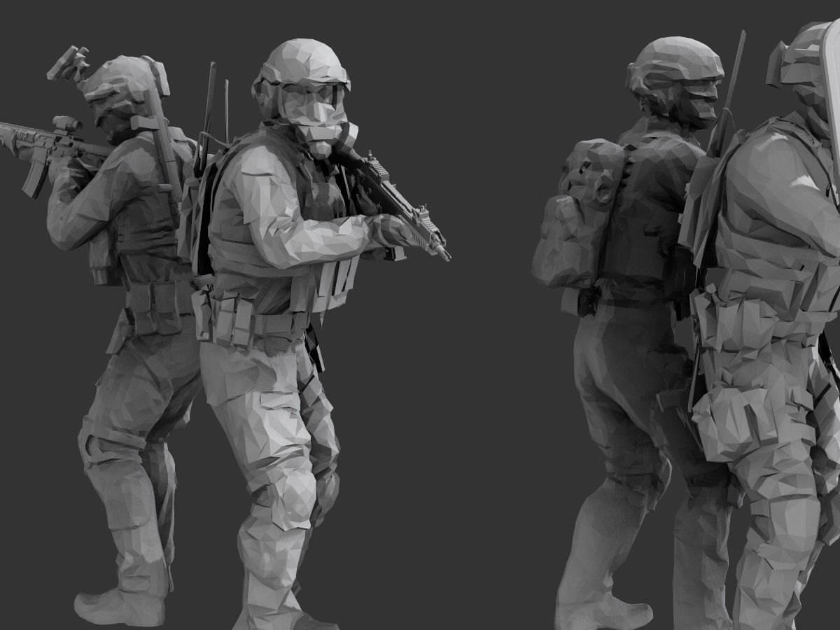 Lowpoly Swat  Low-poly 3D model_11