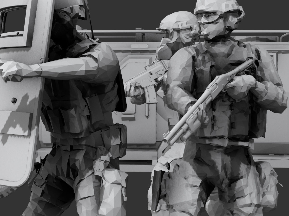 Lowpoly Swat  Low-poly 3D model_10