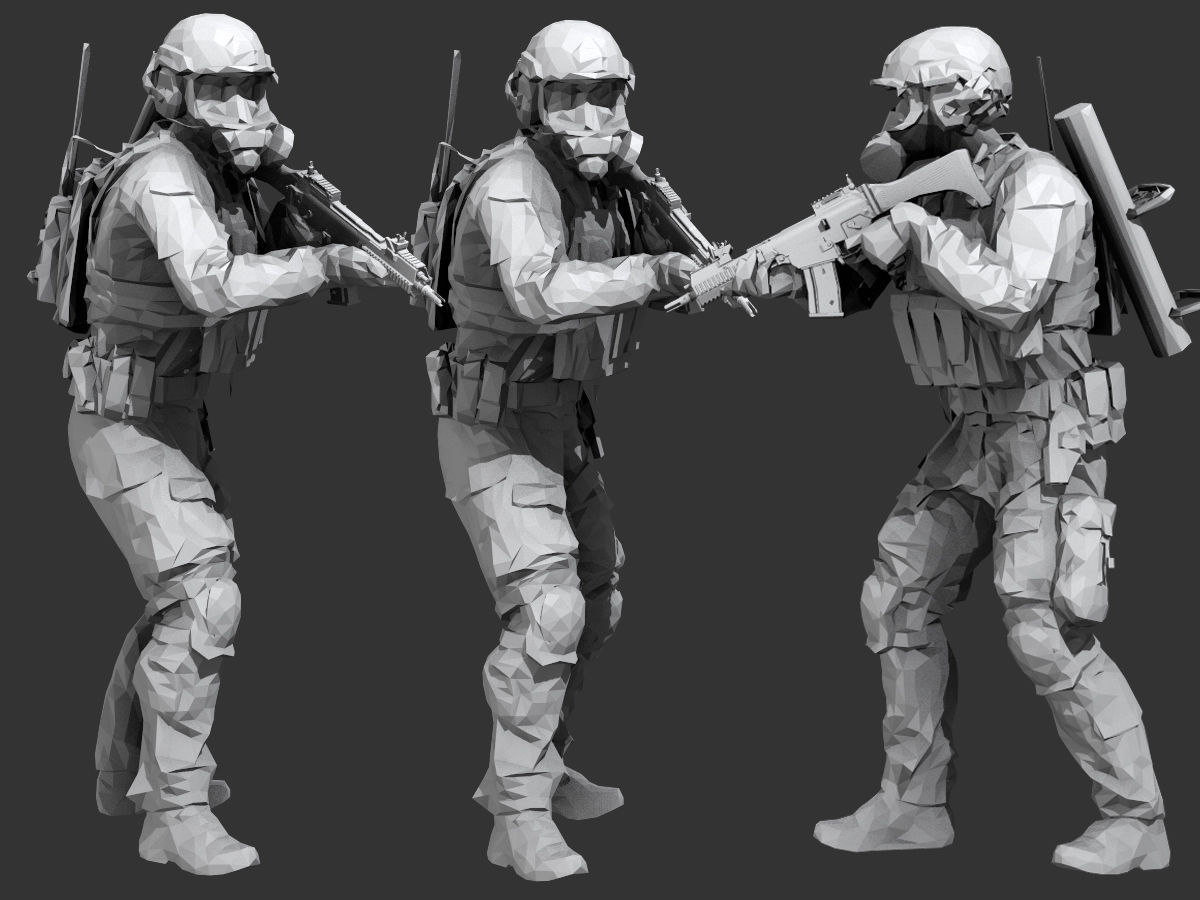 Lowpoly Swat  Low-poly 3D model_3