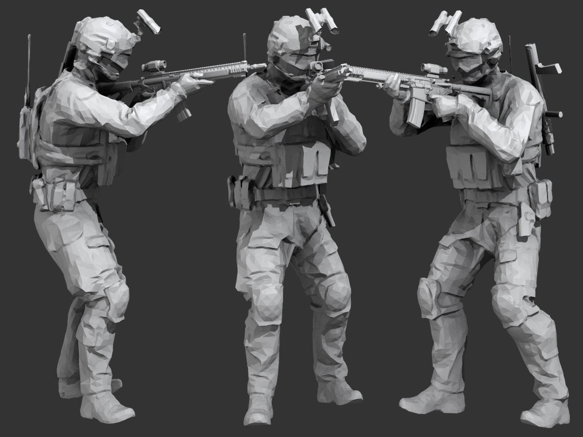 Lowpoly Swat  Low-poly 3D model_4