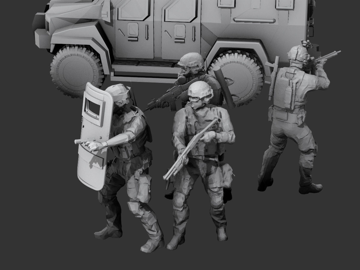 Lowpoly Swat  Low-poly 3D model_9