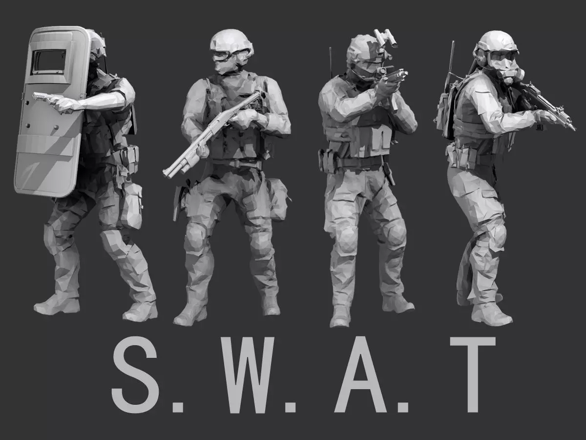 Lowpoly Swat  Low-poly 3D model_0