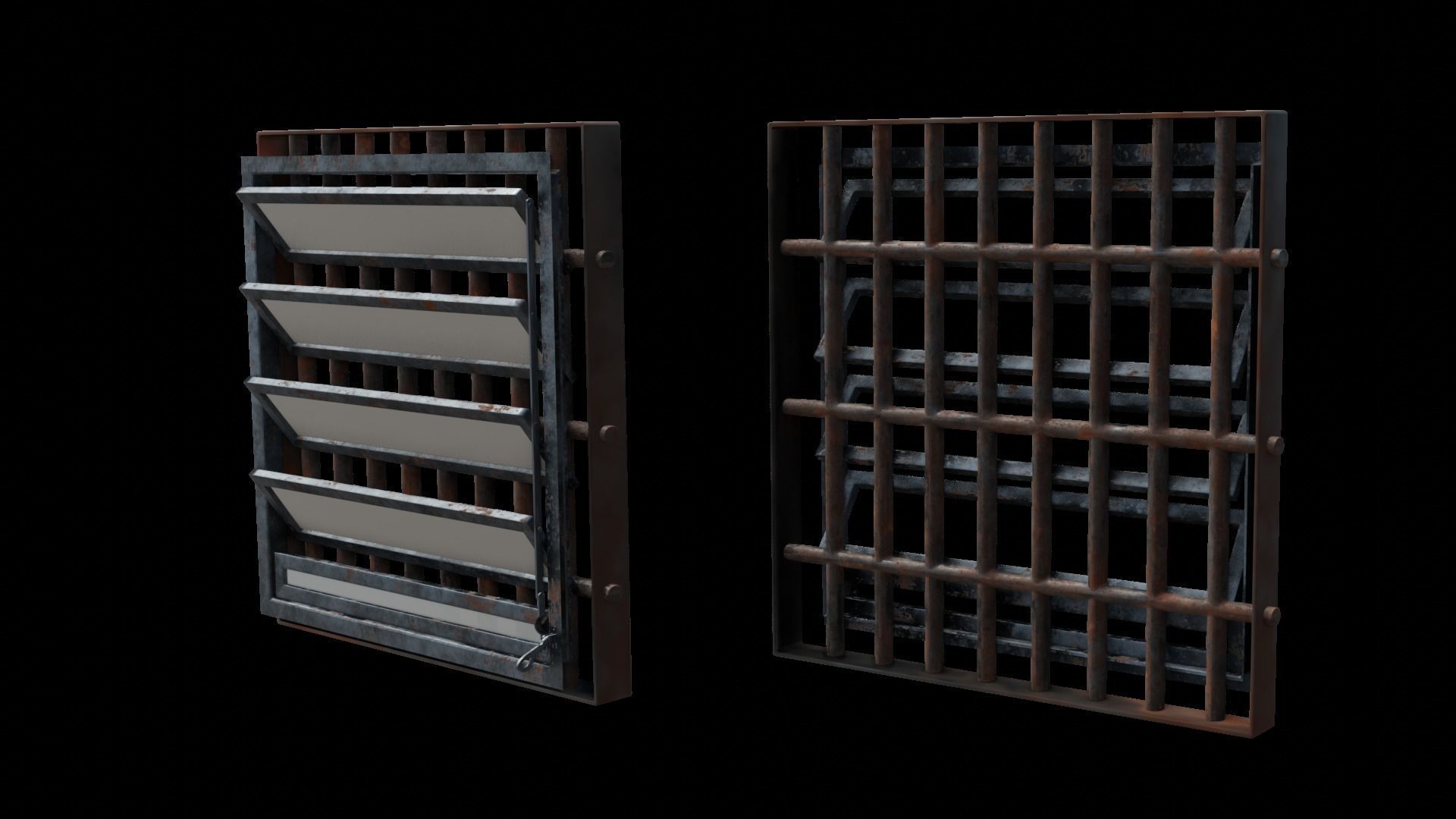 Janela com texura modelada em blender 3D model_1