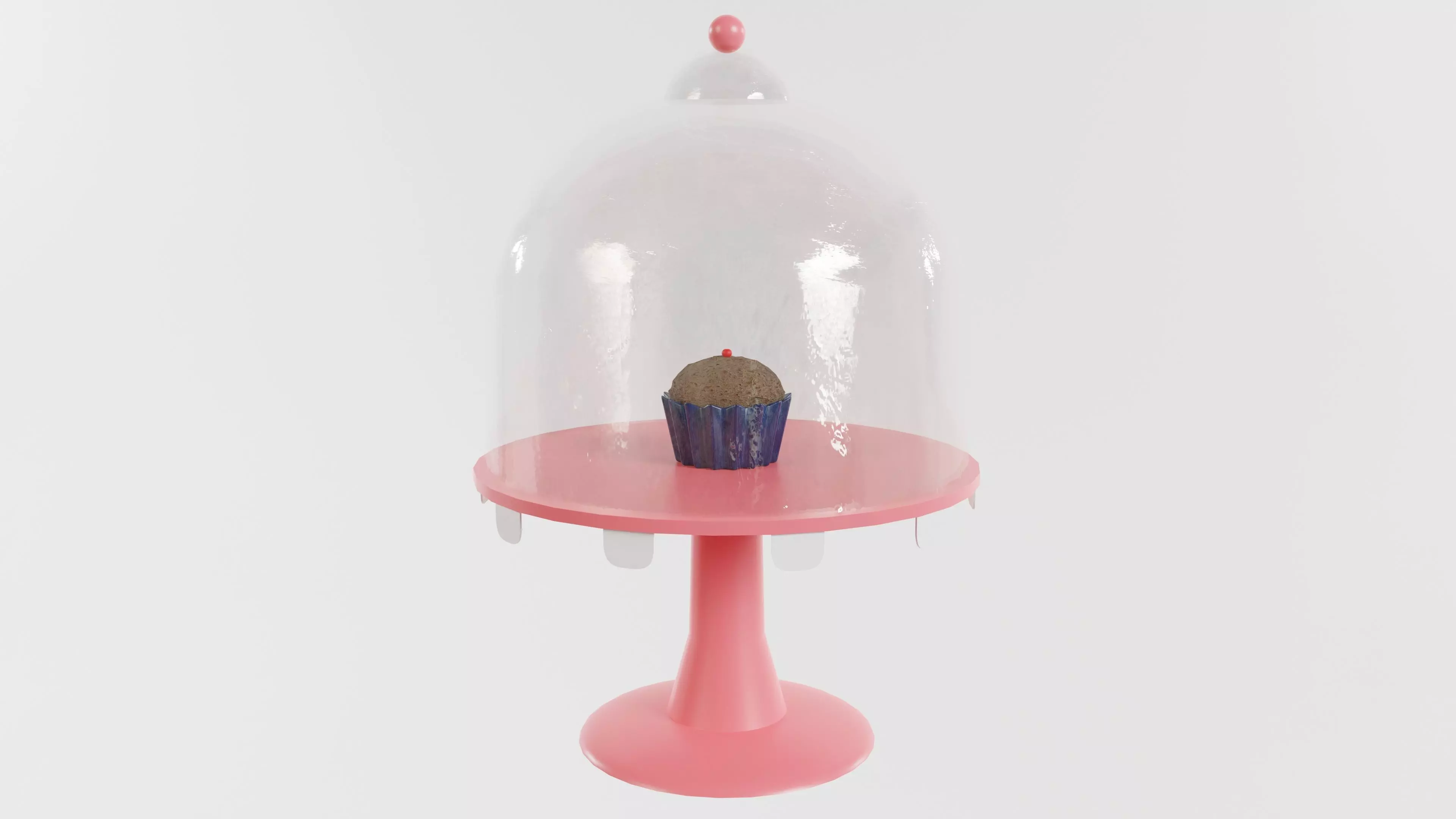 Muffin under a glass lid 3D model_0