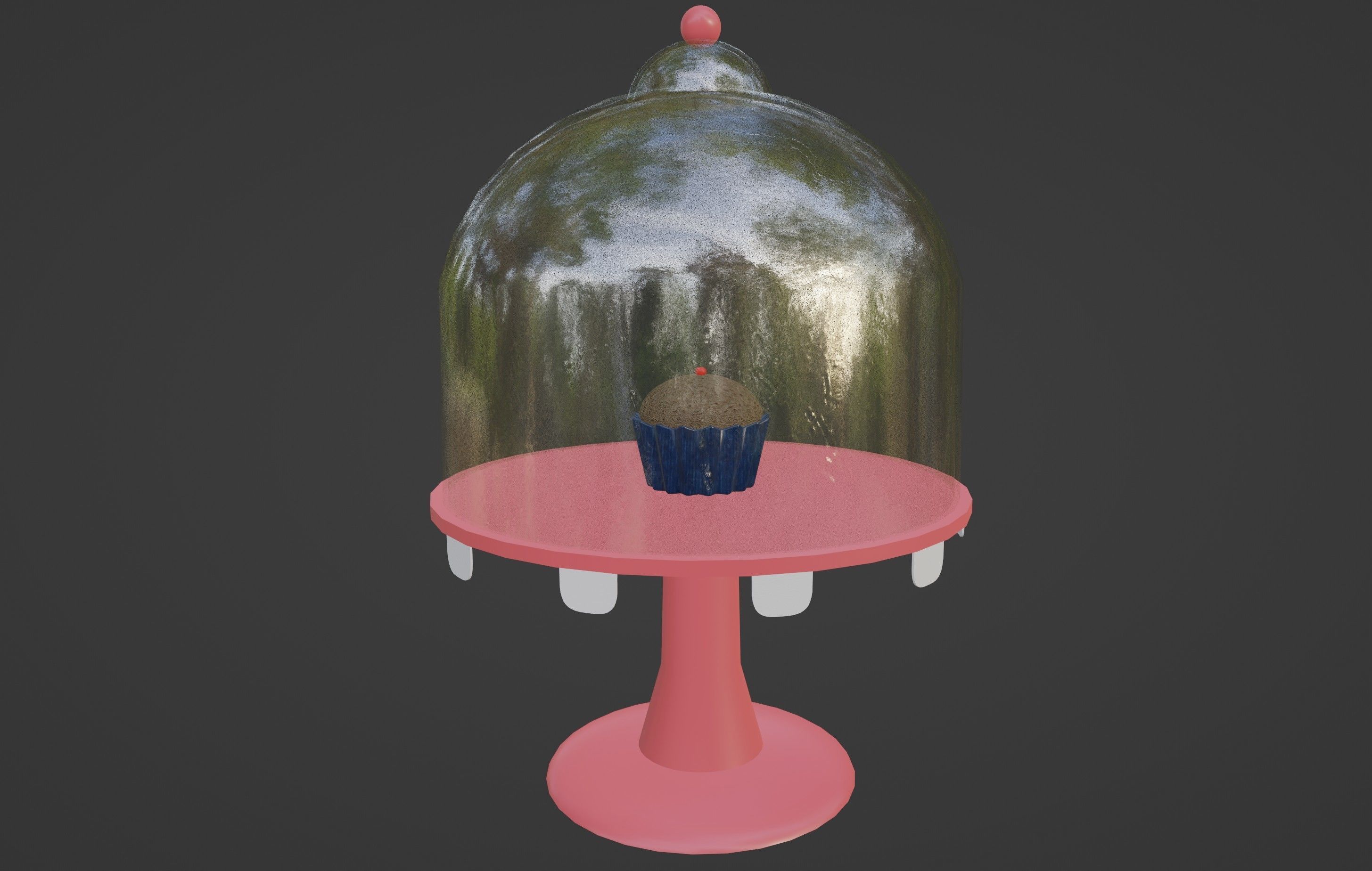 Muffin under a glass lid 3D model_1