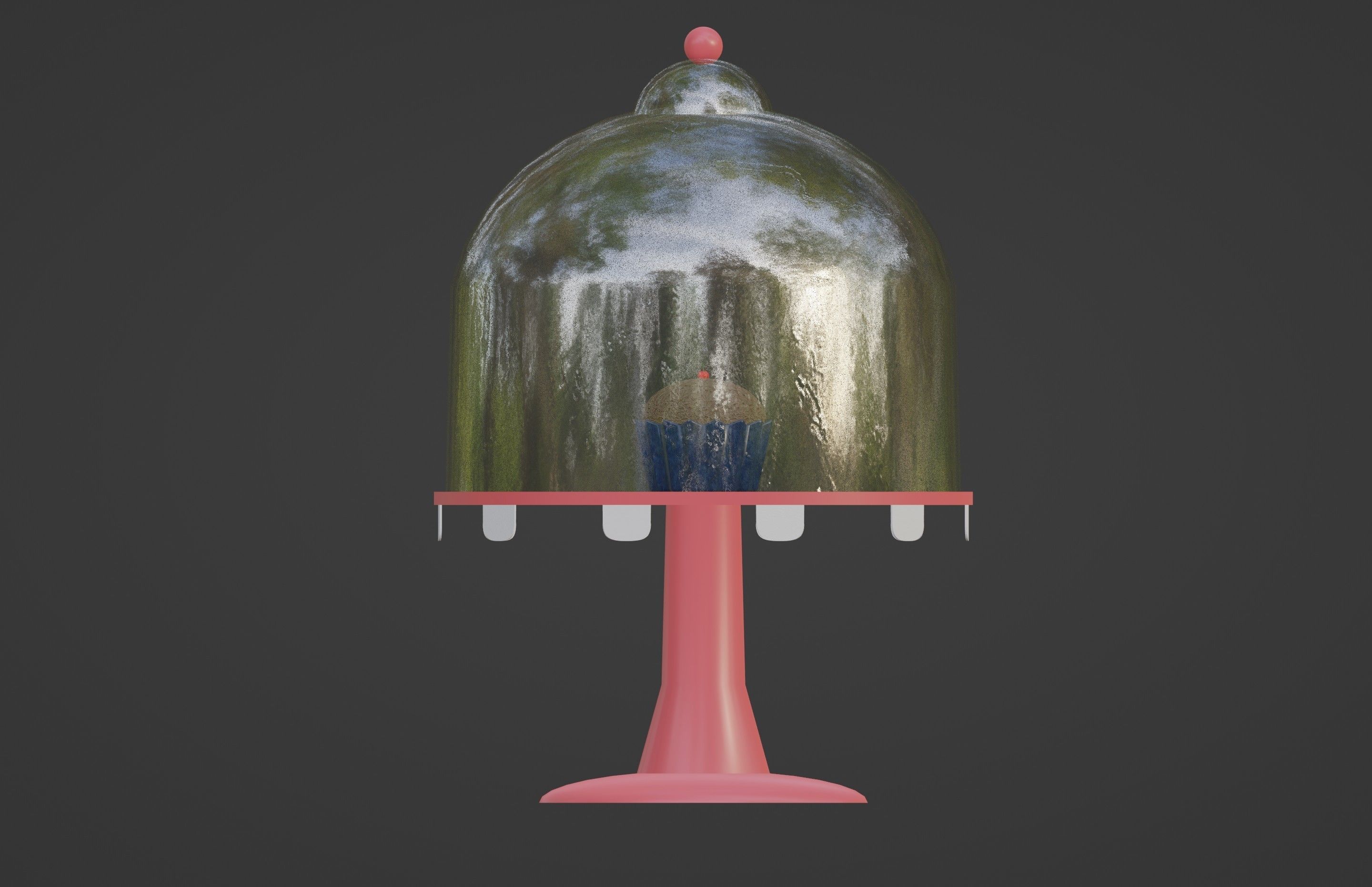 Muffin under a glass lid 3D model_2