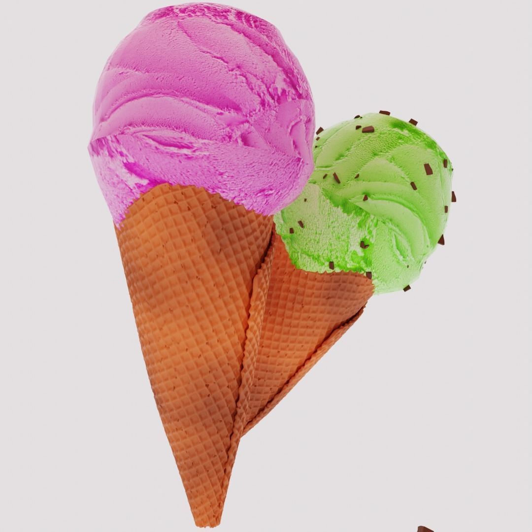 ice cream with cone biscuits Free 3D model_1