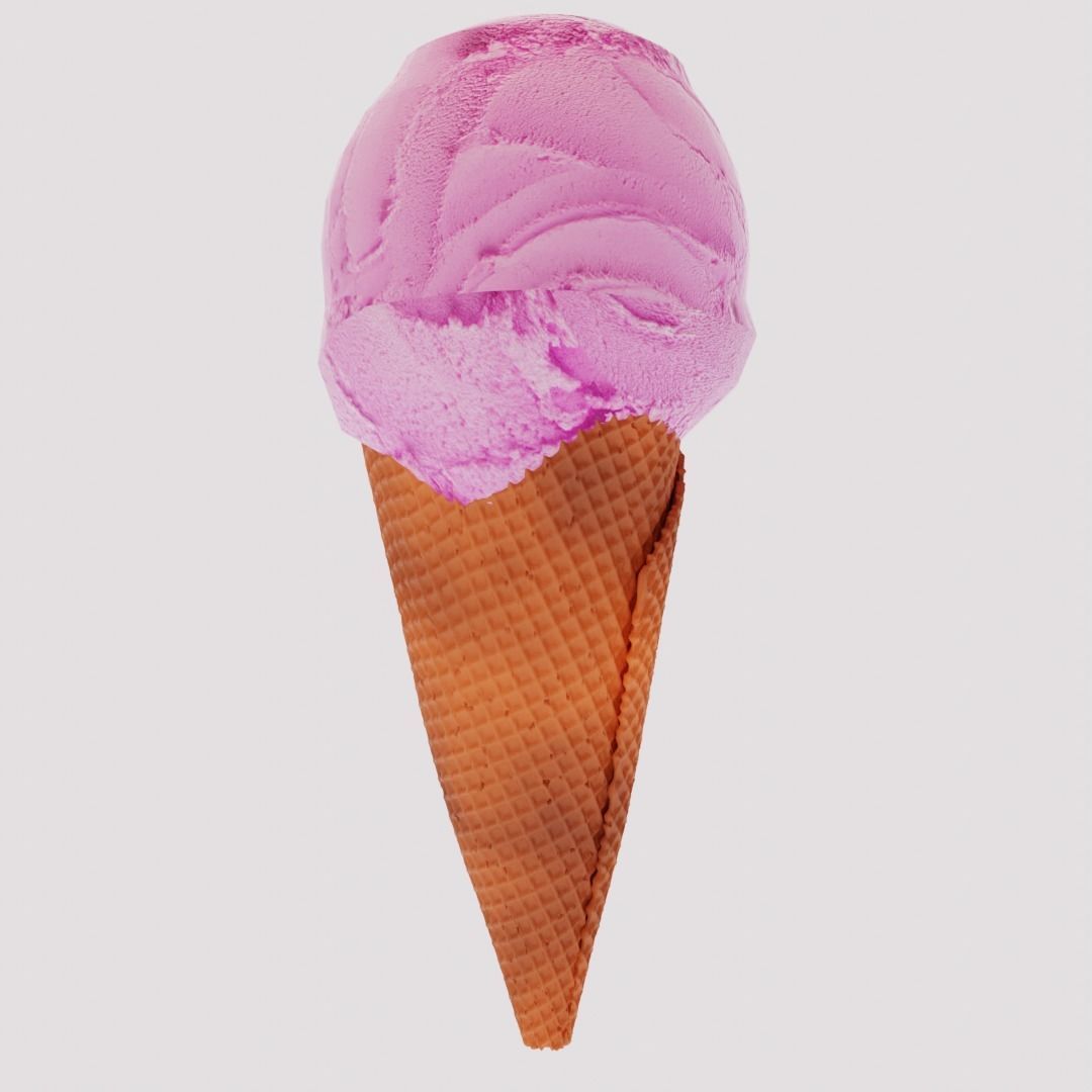 ice cream with cone biscuits Free 3D model_2