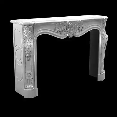 Beautiful antique Louis XV style fireplace with flowers decor in 3D model