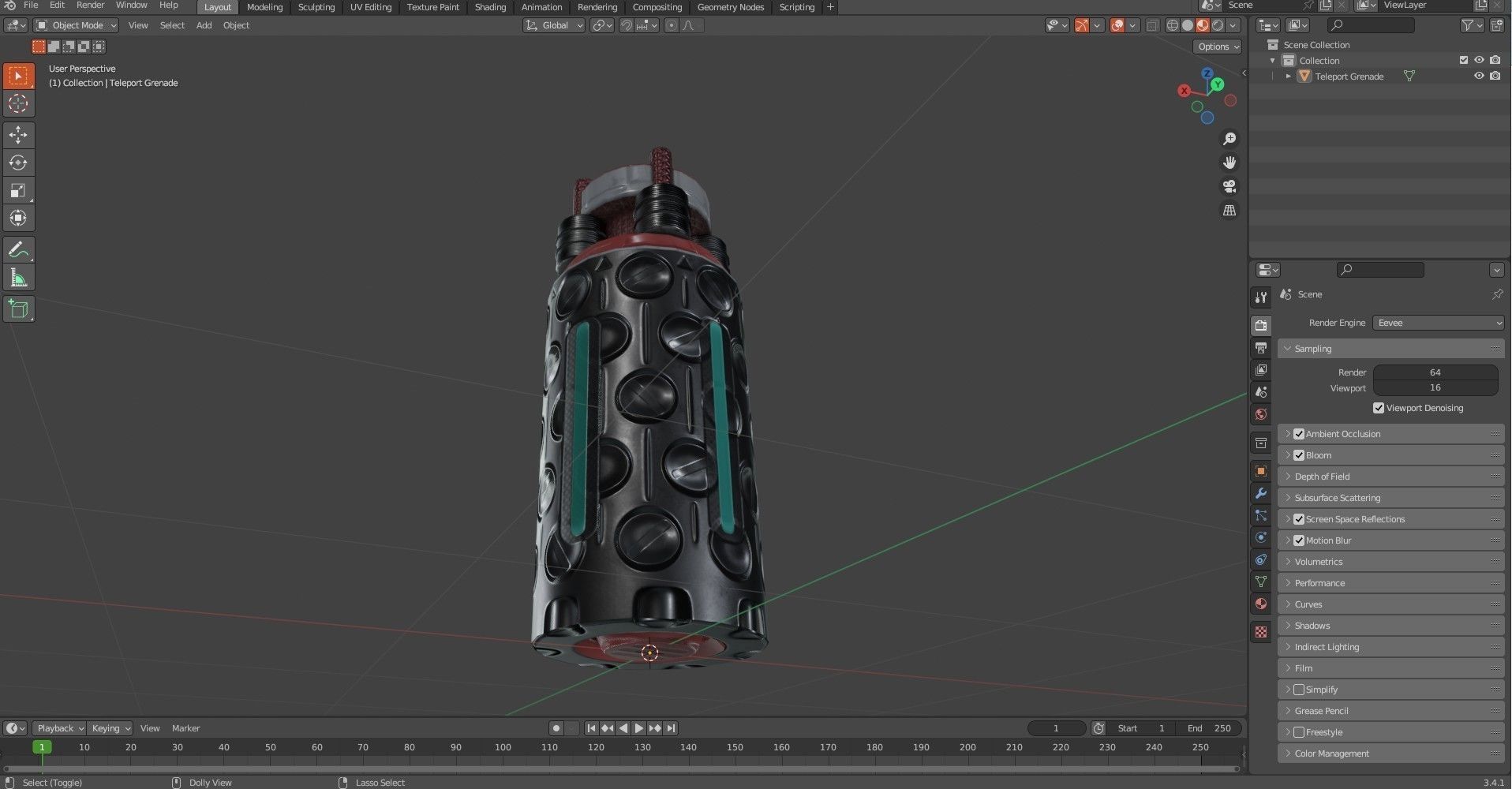 Sci-Fi Teleport Grenade Low-poly 3D model_11