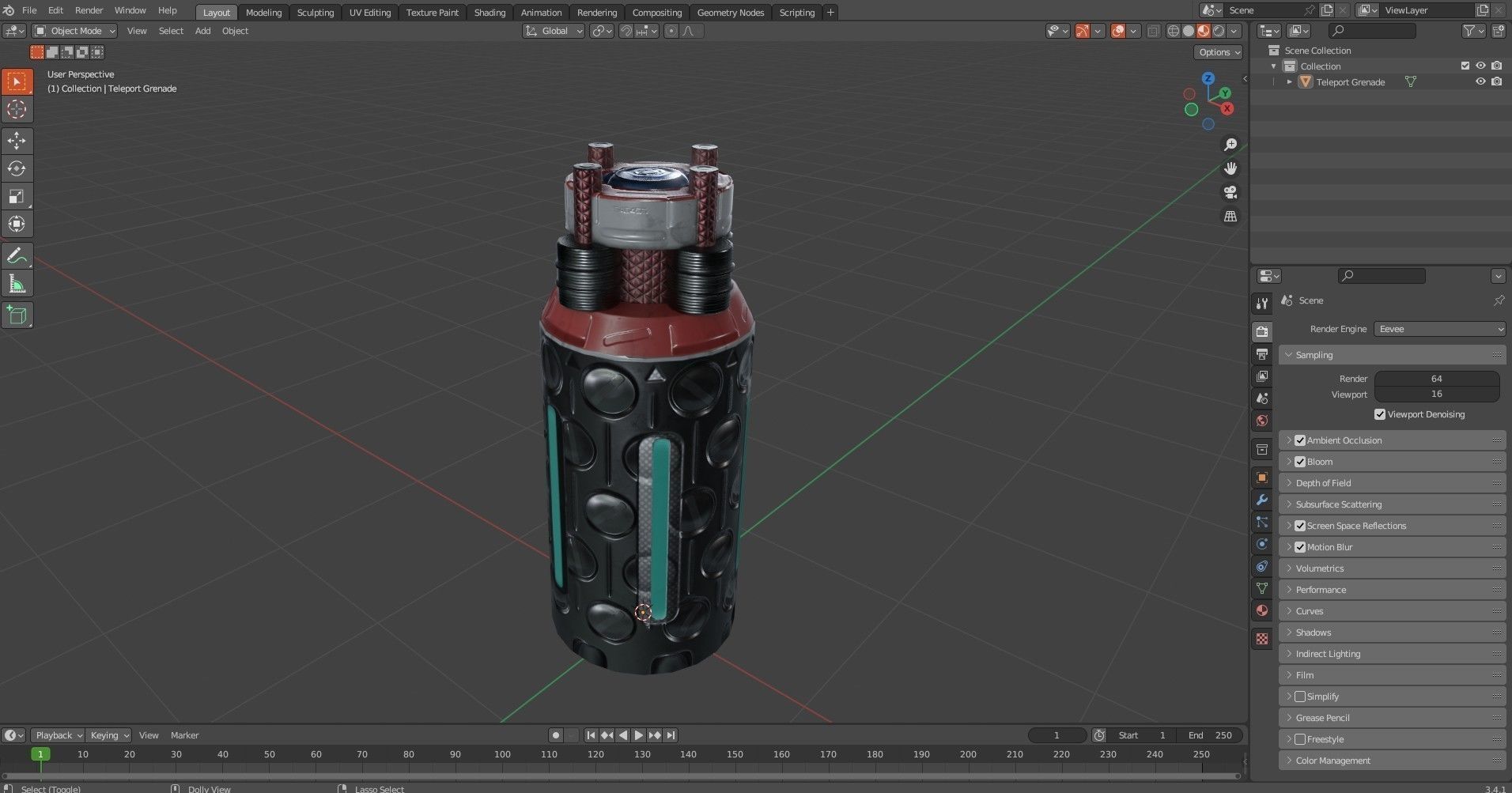 Sci-Fi Teleport Grenade Low-poly 3D model_10