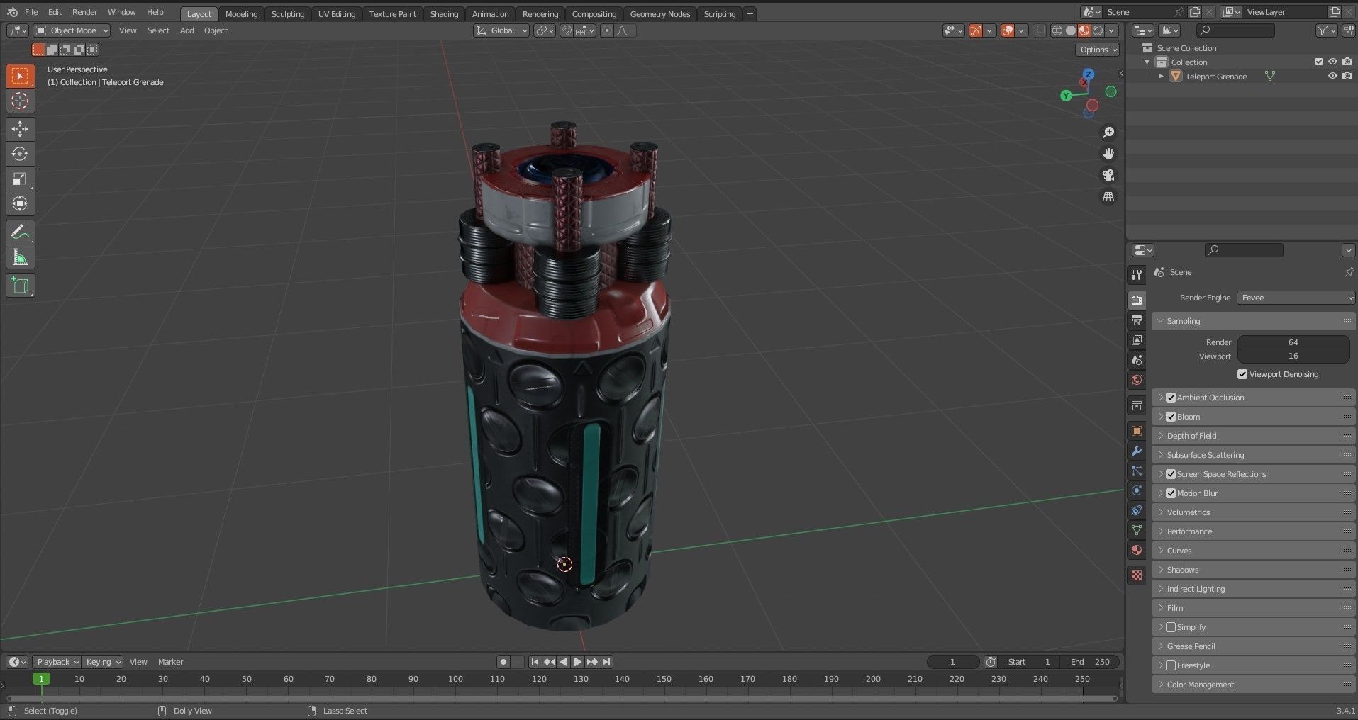 Sci-Fi Teleport Grenade Low-poly 3D model_12