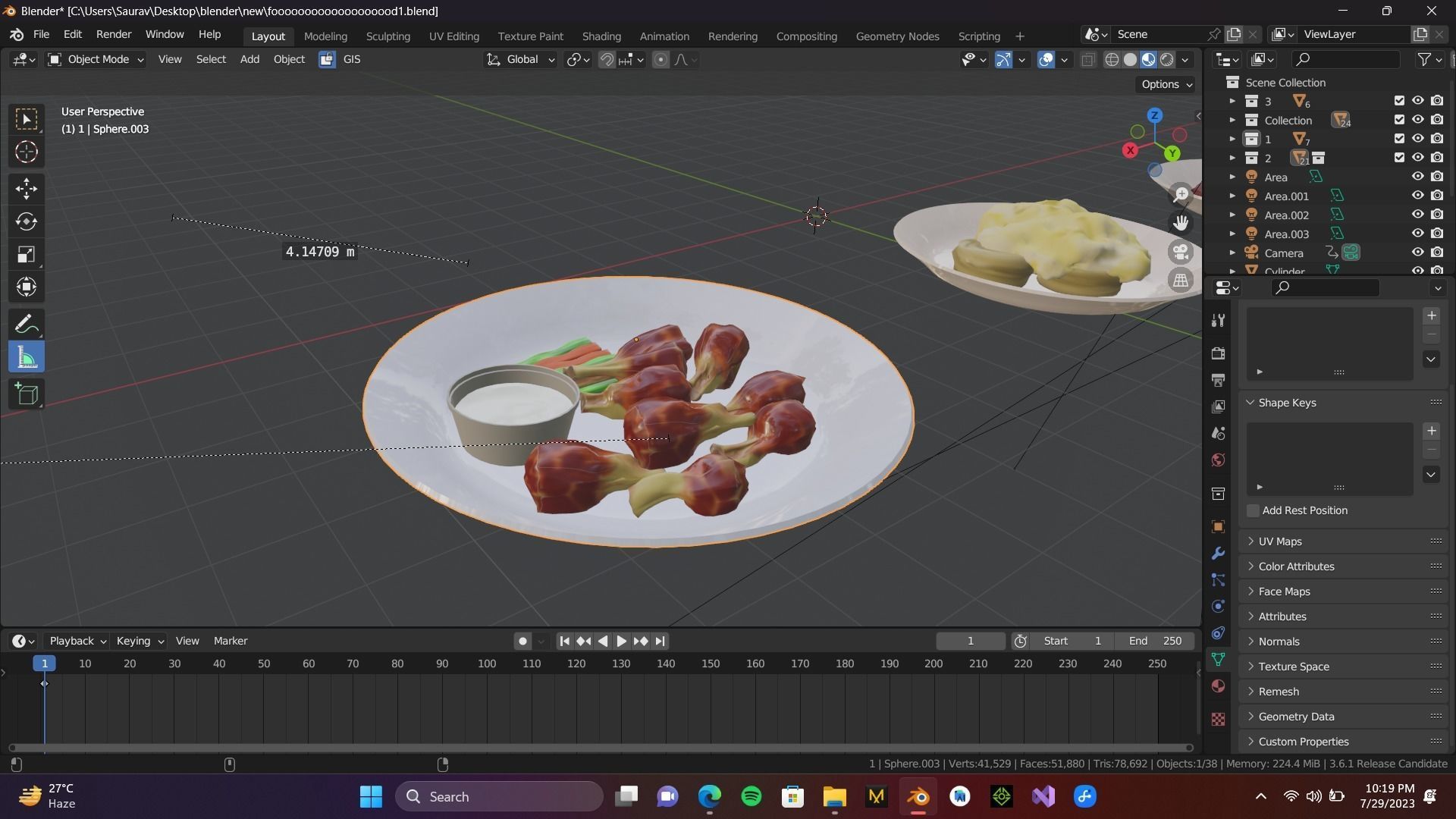 Food Items pack of 3-2k Textures Low-poly 3D model_7