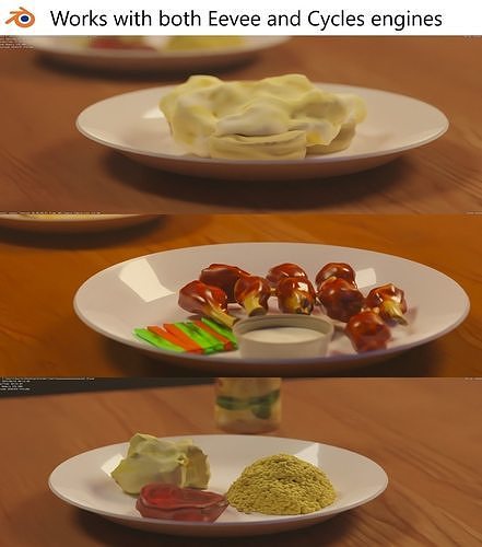Food Items pack of 3-2k Textures Low-poly 3D model 3