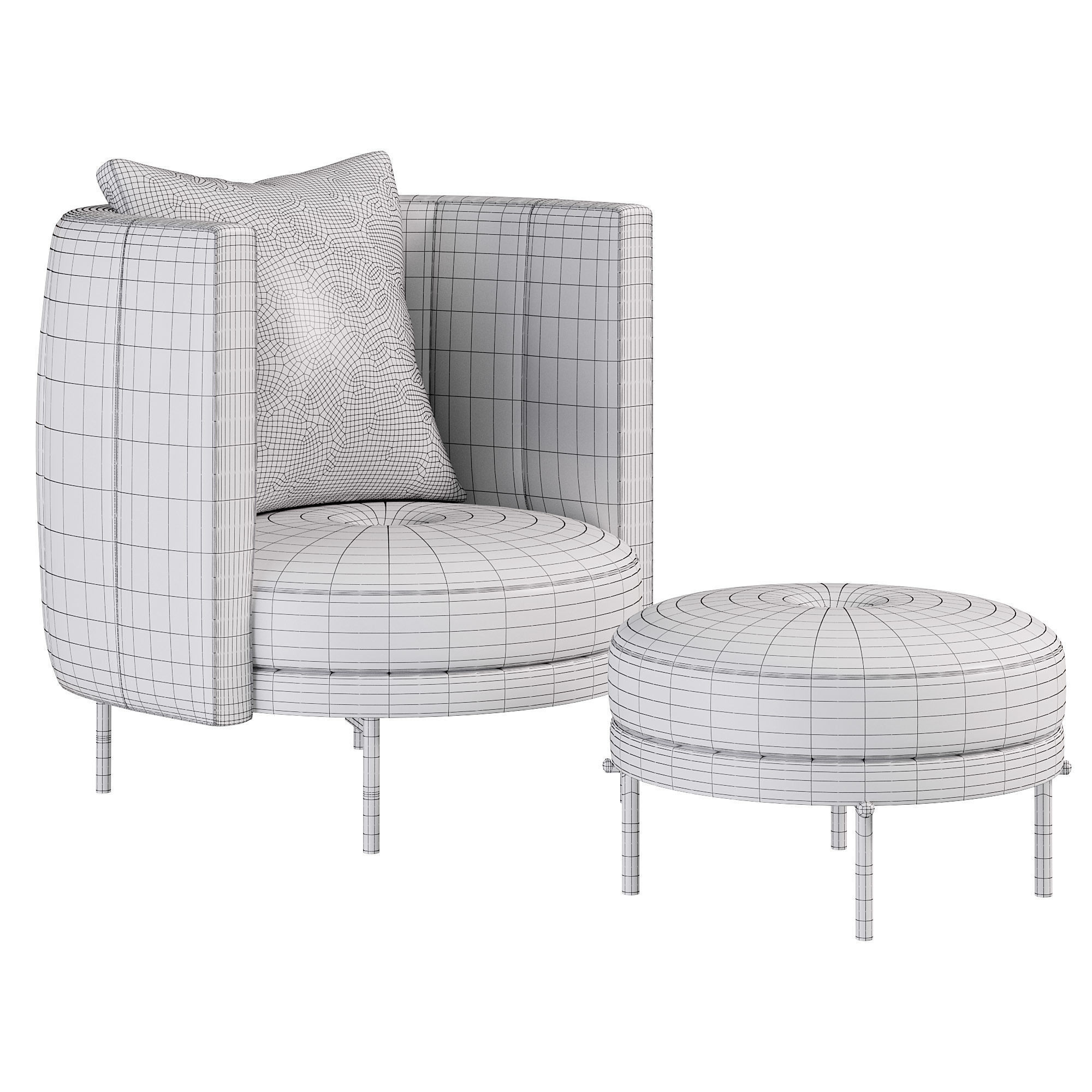 Torii armchair 3D model_3