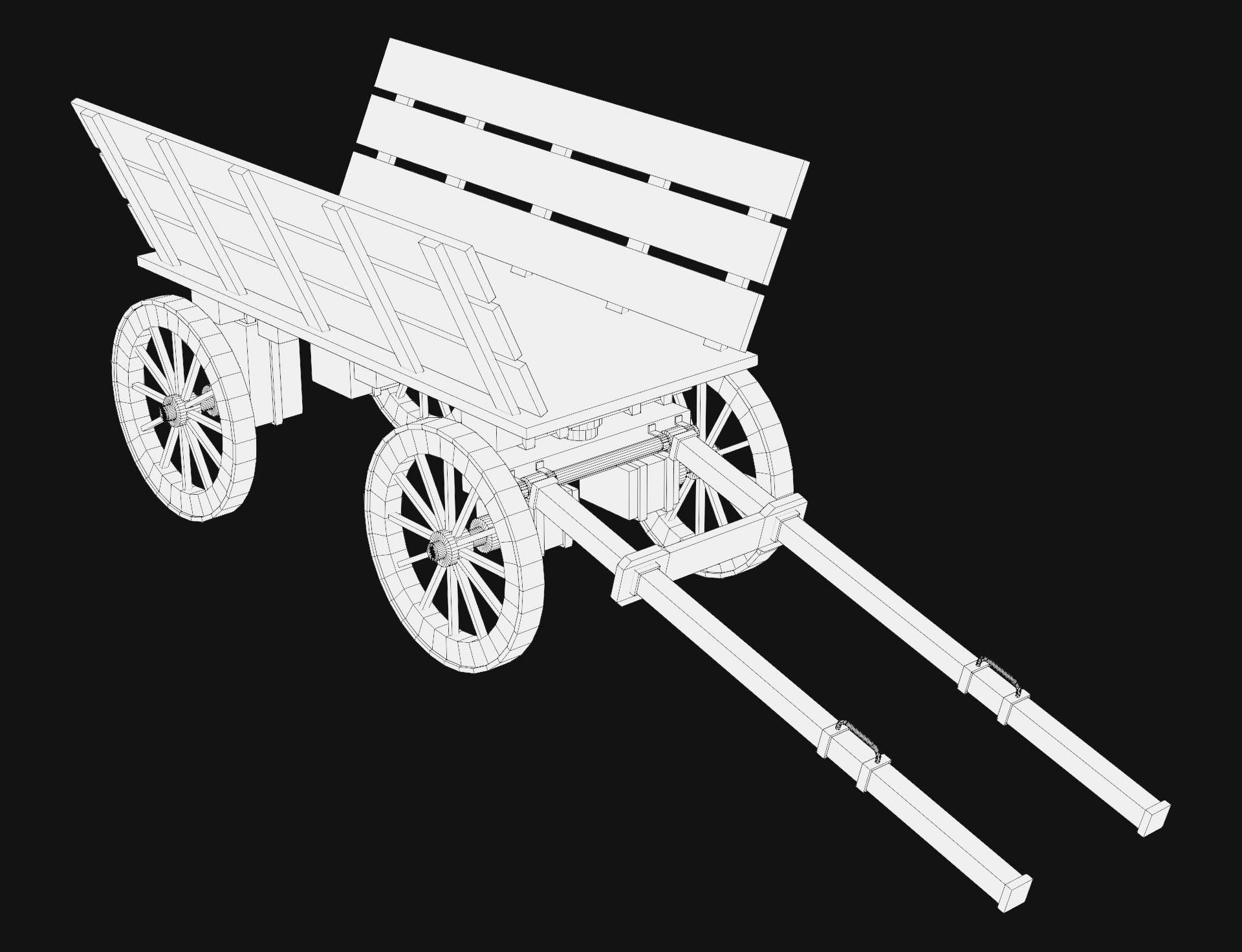 Medieval Wooden Cart 1  Low-poly 3D model_9
