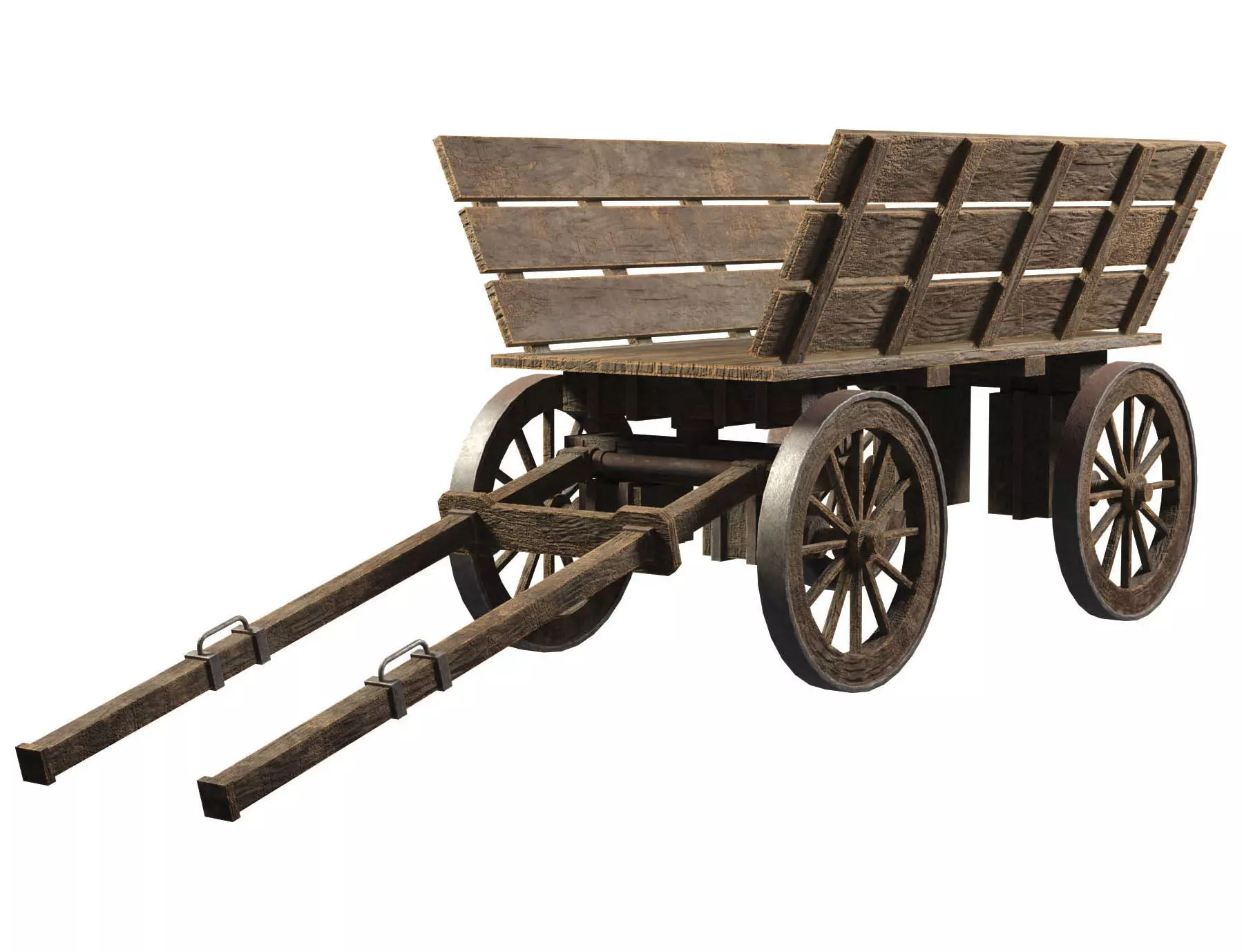 Medieval Wooden Cart 1  Low-poly 3D model_0