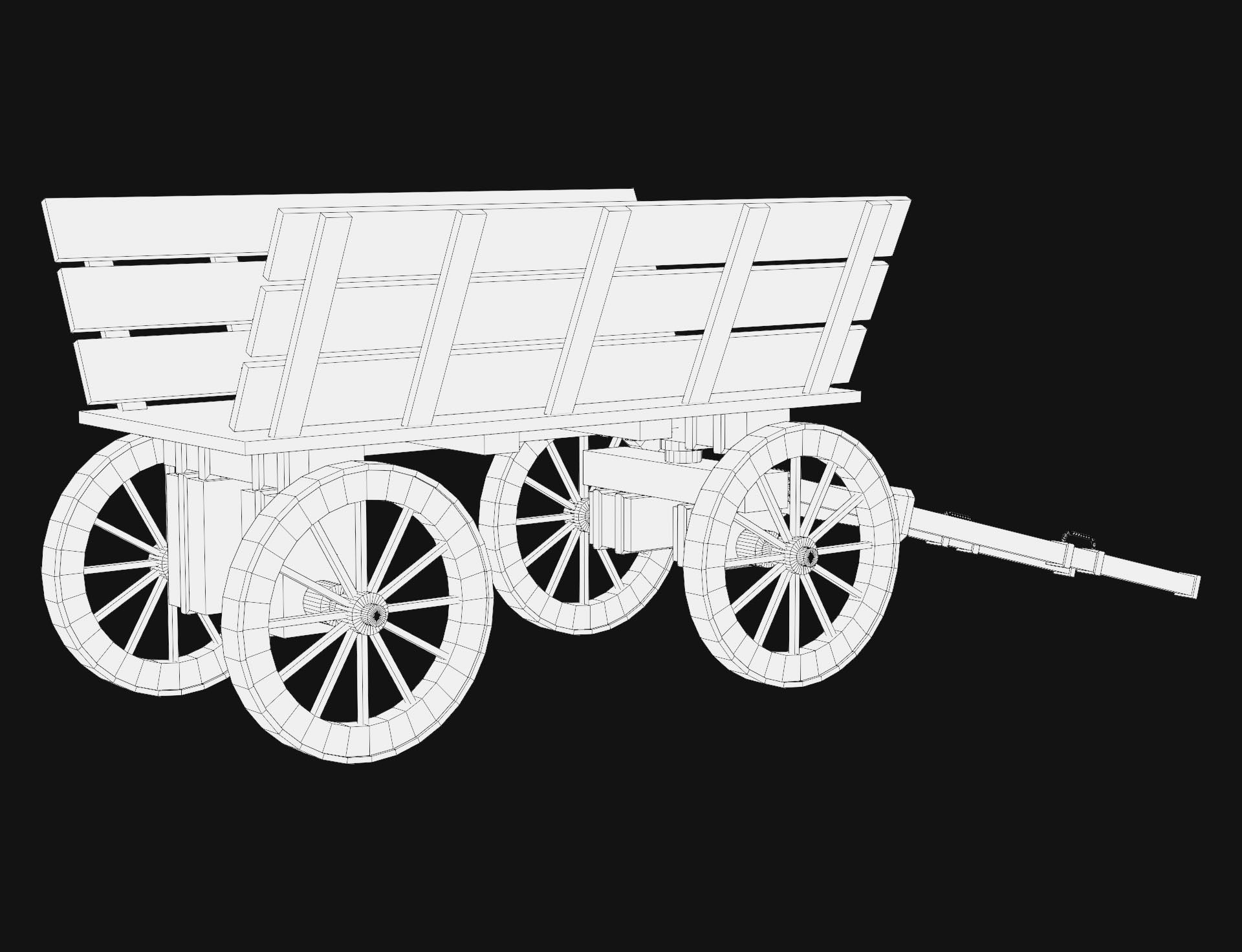 Medieval Wooden Cart 1  Low-poly 3D model_11