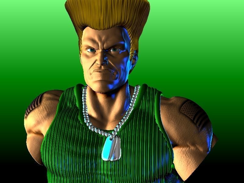 GUILE STREET FIGHTER VIDEO GAMES BUST 3D print model_4