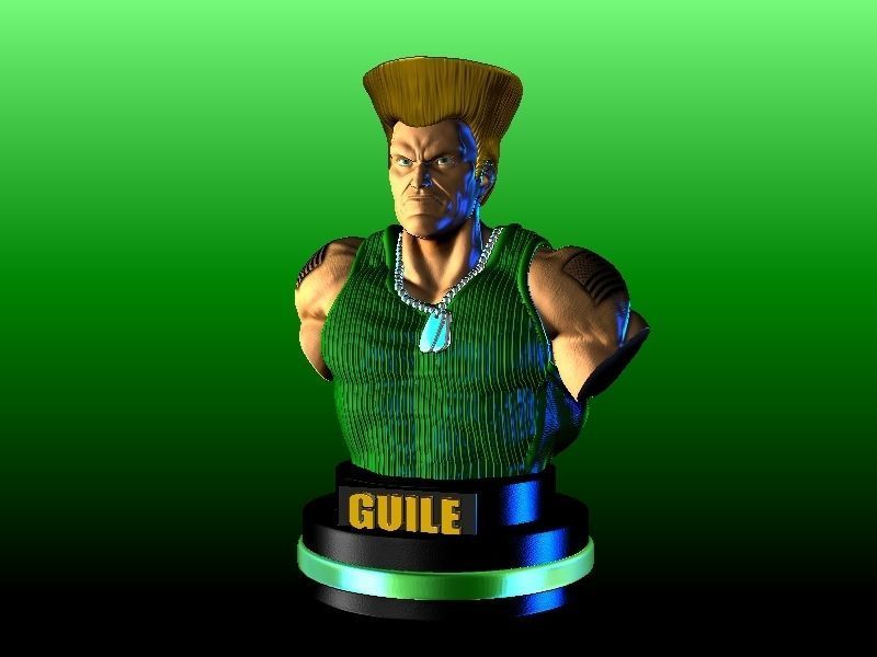 GUILE STREET FIGHTER VIDEO GAMES BUST 3D print model_1