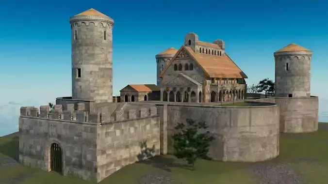 medieval castle Low-poly 3D model