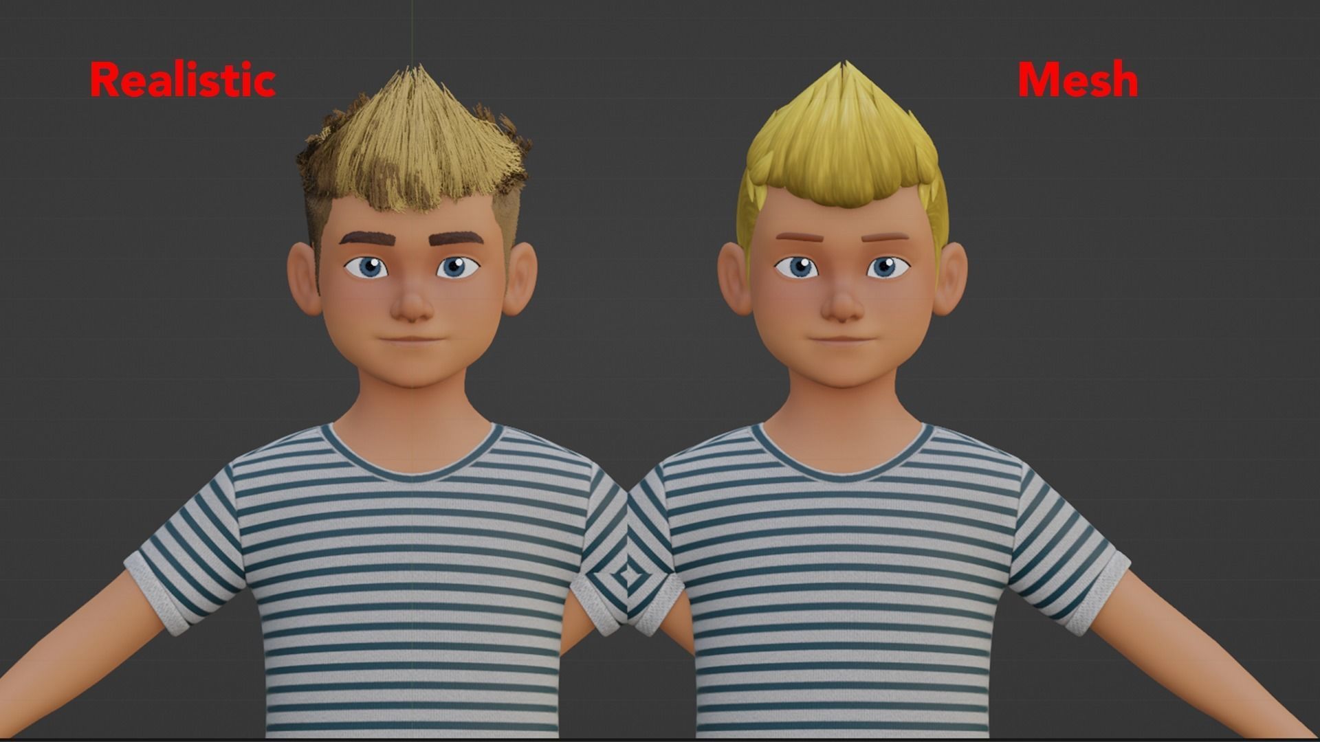 Man Boy Teen Cartoon Character Low-poly 3D model_12