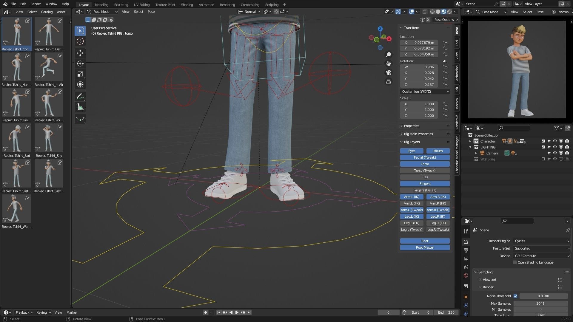 Man Boy Teen Cartoon Character Low-poly 3D model_10