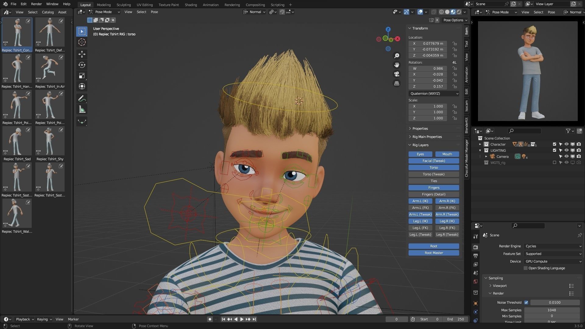 Man Boy Teen Cartoon Character Low-poly 3D model_7