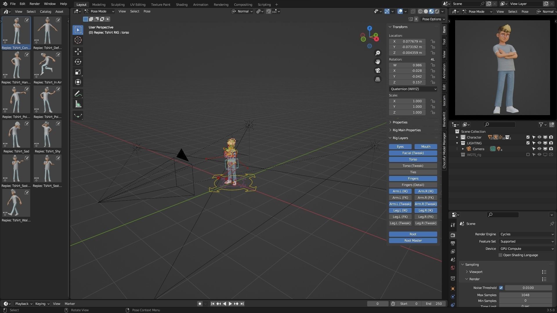 Man Boy Teen Cartoon Character Low-poly 3D model_32