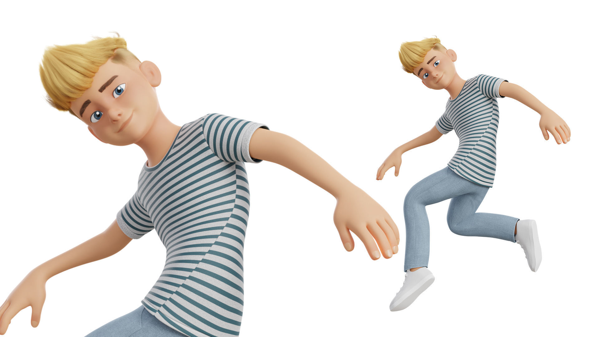 Man Boy Teen Cartoon Character Low-poly 3D model_24
