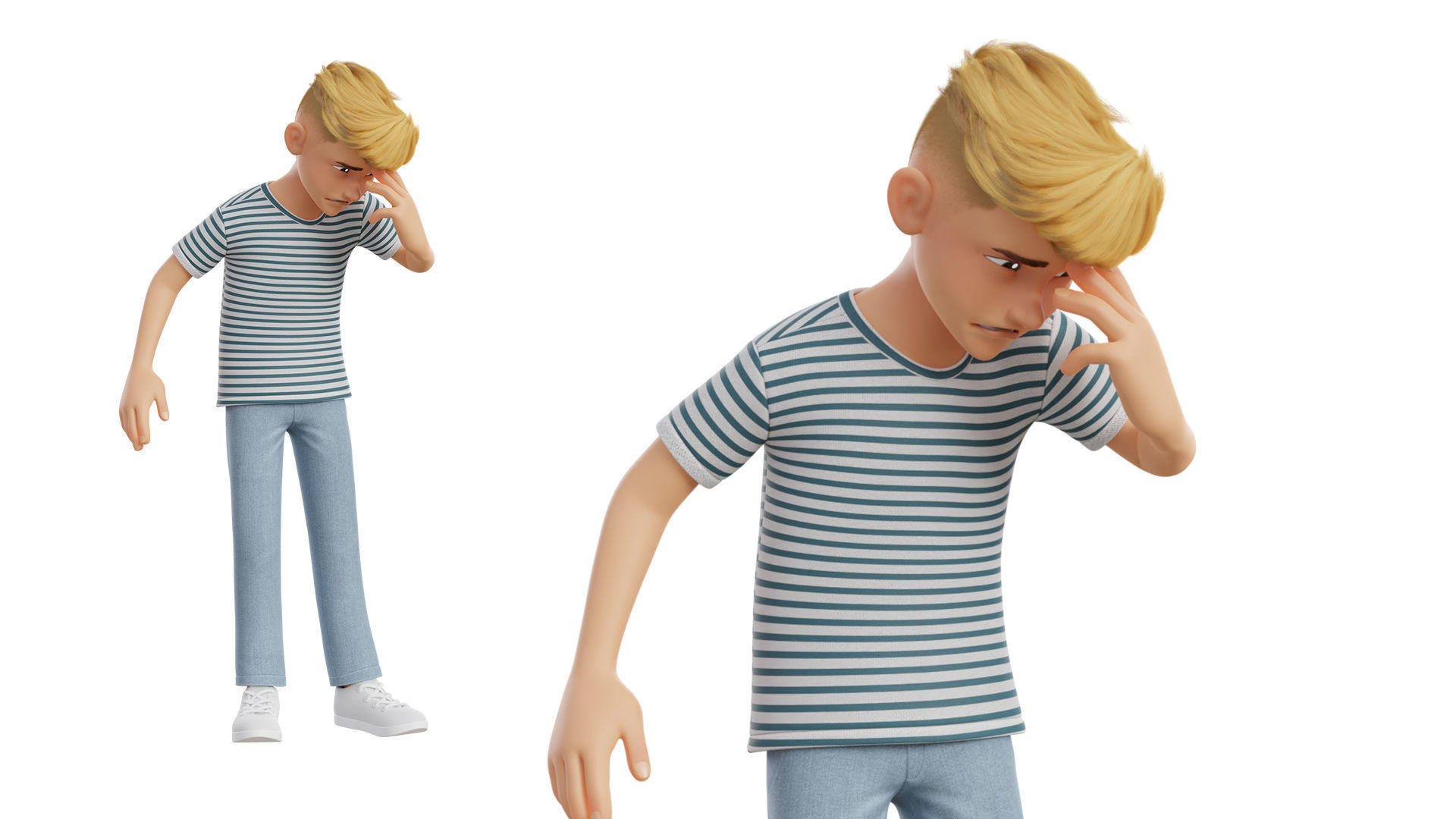 Man Boy Teen Cartoon Character Low-poly 3D model_34