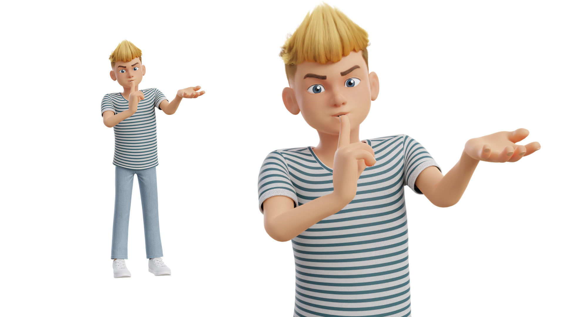 Man Boy Teen Cartoon Character Low-poly 3D model_33