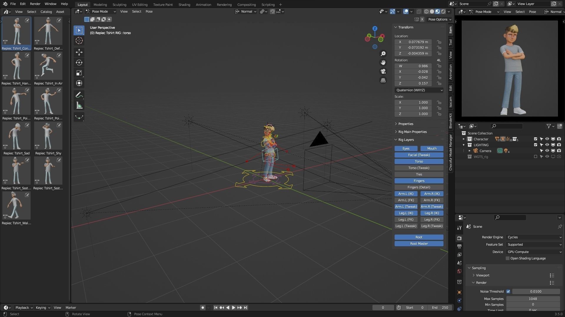 Man Boy Teen Cartoon Character Low-poly 3D model_15