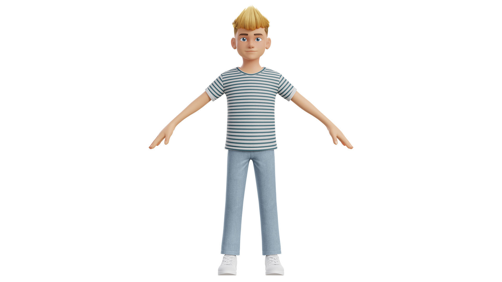 Man Boy Teen Cartoon Character Low-poly 3D model_17