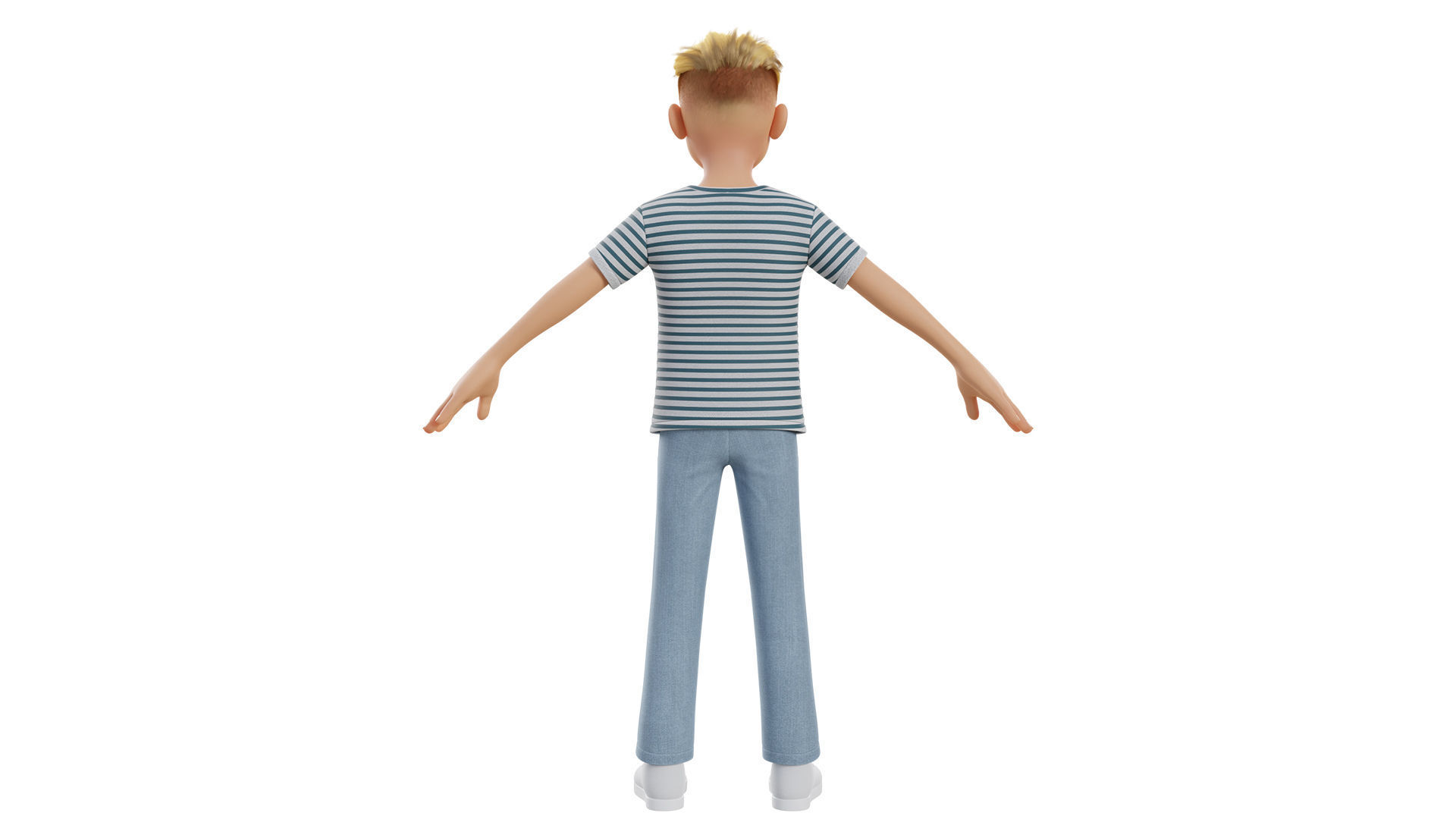 Man Boy Teen Cartoon Character Low-poly 3D model_21